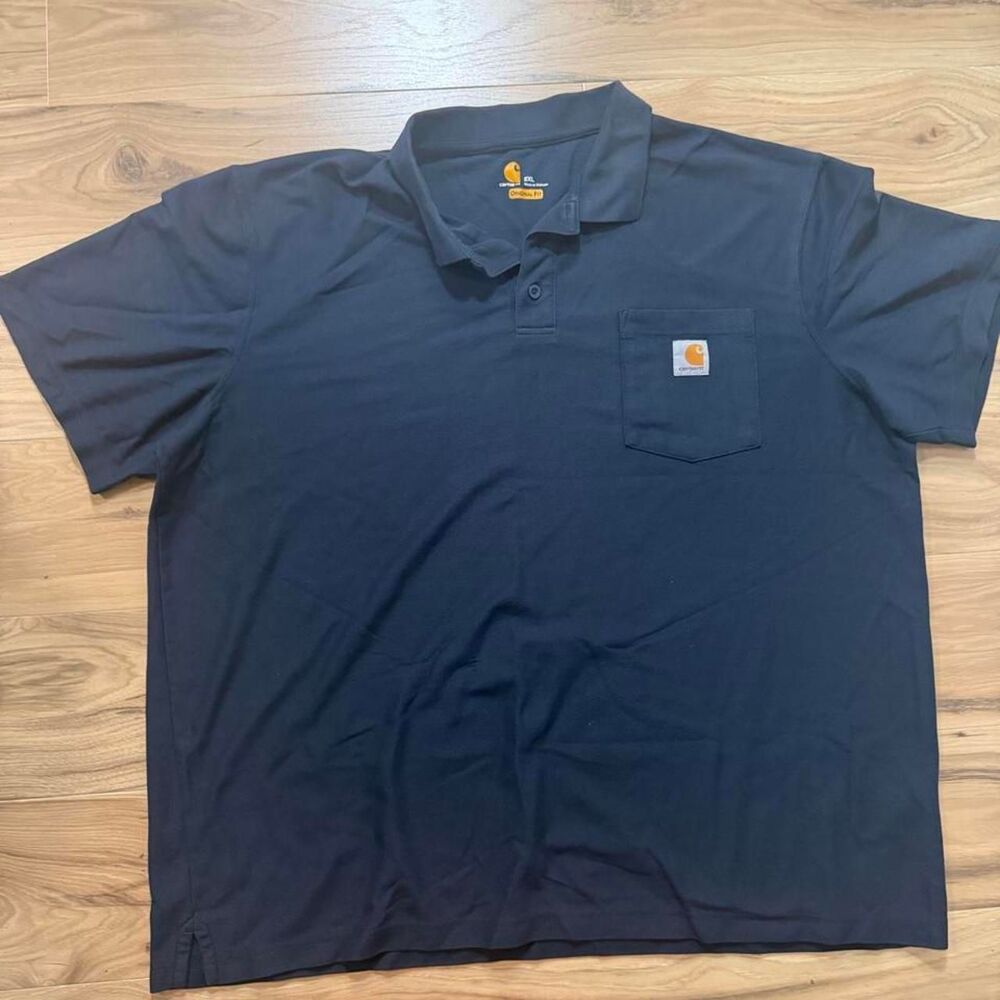 Carhartt Navy Blue Polo Shirt pocket style workwear size XXL